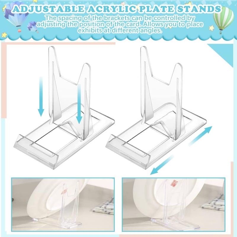 BUENTYA 10db Állítható Átlátszó Tányértartó Állvány 11,5x11x6cm - Fotó és Elektronikai Termékekhez