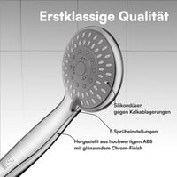 H&S Univerzális Zuhanyfej 5 Üzemmóddal - Króm Kézi Zuhanyfej Egyszerű Tisztítással, Könnyű Felszerelhetőséggel - Chrome 3
