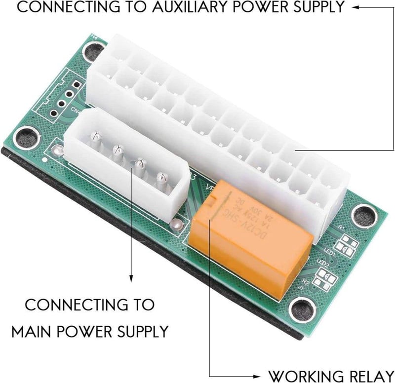 Dual PSU adapter bányászgéphez - ATX 24 Pin és Molex 4 Pin csatlakozó