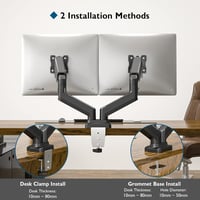 BONTEC Dupla Monitortartó Kar 13-27 Colos LED LCD Képernyőkhöz, Gázrugós, Állítható, Forgatható VESA Konzol, C-Bilinccsel, 6,5 kg Teherbírás 6