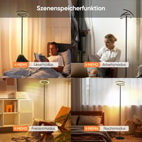 SIBRILLE Állólámpa LED 20W Fekete - Távirányítós Dimmelhető Érintésvezérelt Modern Mennyezeti Világítás 1300lm Meleg/Hideg Fehér Olvasólámpa 6