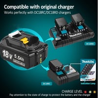 Makita 18V 5.5Ah akkumulátor 2db, LED-es, BL1860B kompatibilis 2