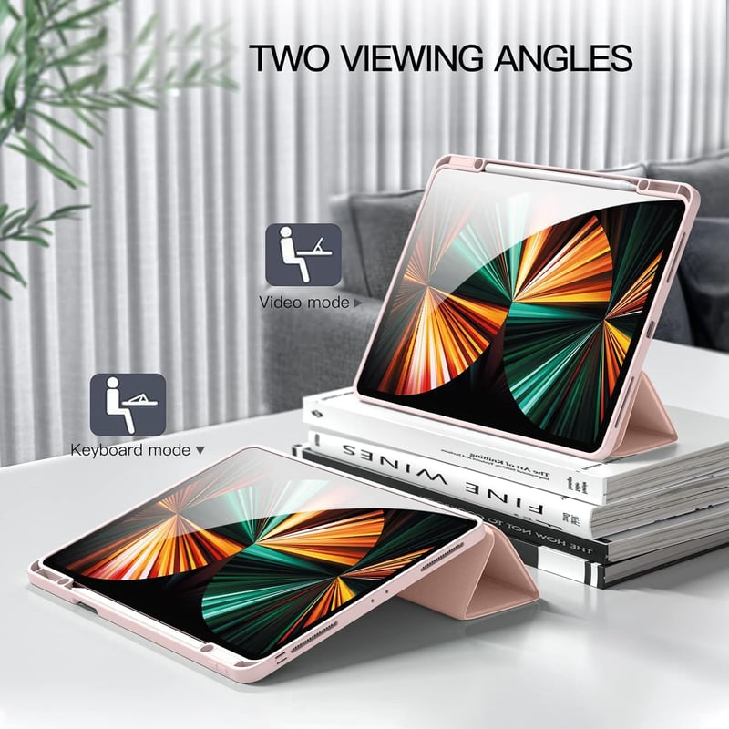 Vobafe iPad Pro 11" Védőtok 2018-2022 Modellekhez - TPU Rugalmas Hátlap, Ceruza Tartóval, Automatikus Alvás/Ébresztés Funkcióval - Rózsaaran