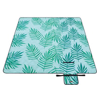 SONGMICS XXL Vízlepergető Piknik Takaró 200x200cm - Páfrány Mintás, Kék, Mosható 1