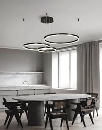 YYUTLUO Modern LED Csillár - 3 Fekete-Arany Gyűrű (40+60+80cm), 90W, Távirányítható, Fényerőszabályozható Mennyezeti Függőlámpa Nappaliba 1