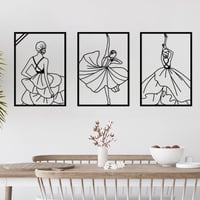 ESTART Fekete Fém Minimalista Női Táncos Fali Dekoráció 3 db-os Szett 2