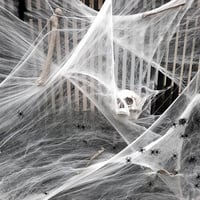 Halloween Pókháló Szett 120g Nyújtható Hálóval és 24 Műpókkal - Ijesztő Dekoráció 6