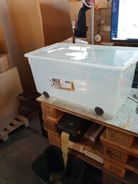 Cutie de depozitare transparentă Rotho Clear cu capac și roți 63 L, 71,5x40x33,5 cm, stivuibilă — margine inferioară ușor deteriorată (stare: vezi imaginea 2) 3