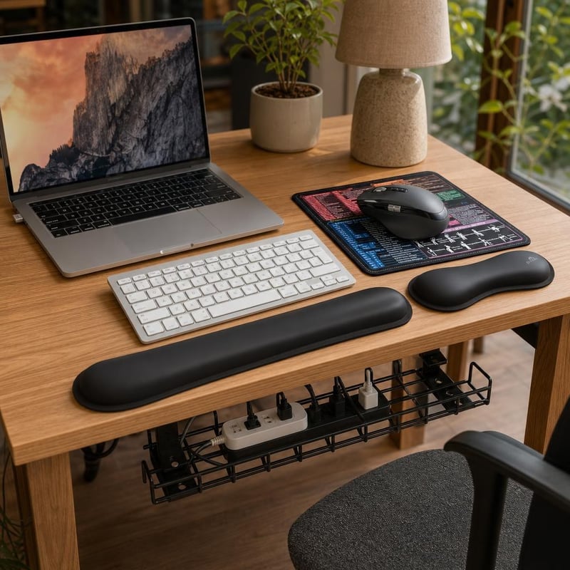 Set birou organizat: tastatură wireless + mouse silențios + 2 mousepad-uri