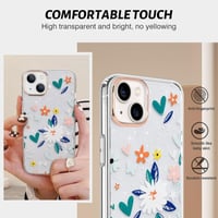 iPhone 13 Átlátszó Szilikon Tok - Ütésálló, Lányos Szívecskés és Virágmintás Védőtok 4