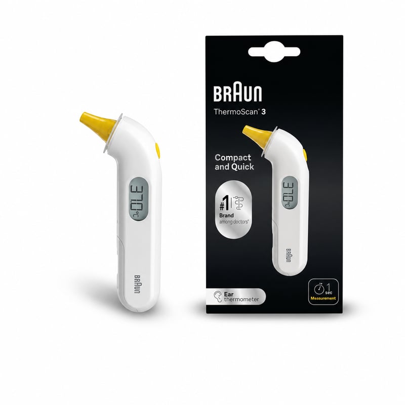 Braun ThermoScan 3 IRT3030 toplomjer za uho – mjerenje u 1 sekundi, zvučni signal za temperaturu, digitalni — bez zaštitne kapice (stanje: pogledajte 2. sliku)