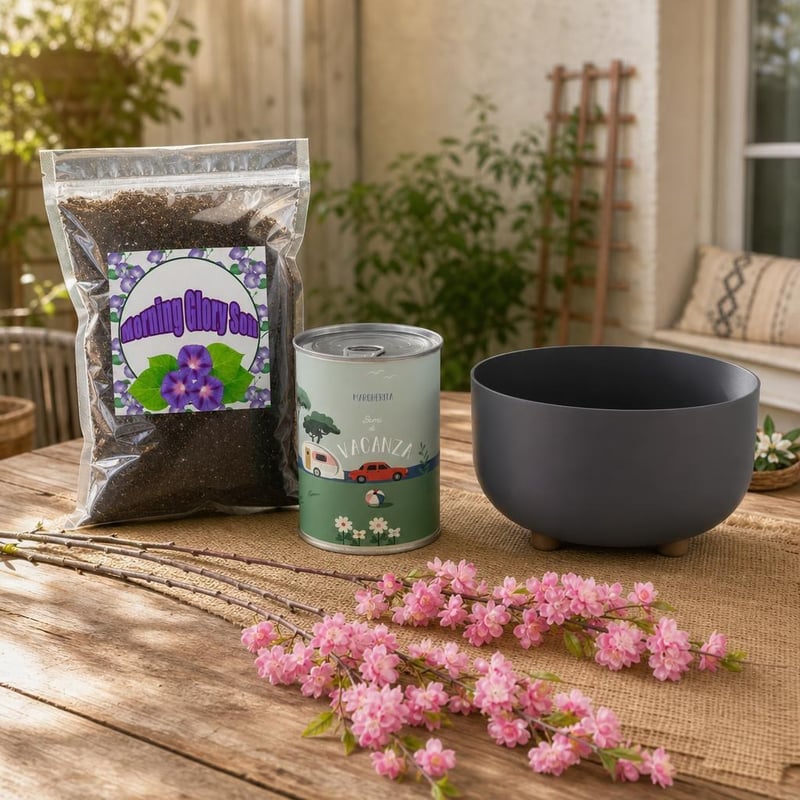 Tavaszi virágvarázs: virágmagvető készlet + 10 l virágföld + 30 cm virágcserép + 3 db sakura ág