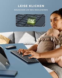 seenda Fém Bluetooth Billentyűzet és Egér Szett - Újratölthető, Kettős Üzemmódú (USB+BT), Ultravékony, Csendes, QWERTZ Kiosztású, PC/Tablet/ 6