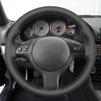 MEWANT Kormányvédő Huzat BMW E46 E39 330i 540i 525i 530i 330Ci M3 2001-2003 Modellekhez - Fekete Mikroszálas Bőr Piros-Kék Varrással 2