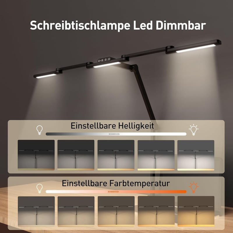 LED Íróasztali Lámpa 24W 105cm Csíptethető 5 Színhőmérséklet 5 Fényerő Érintésvezérléssel Memória Funkcióval Állítható Kar Többszög