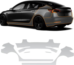 FDAIUN TPU folija za zaštitu boje za Tesla Model 3, stražnji branik + bočni pragovi - 5 komada (2020-2023)