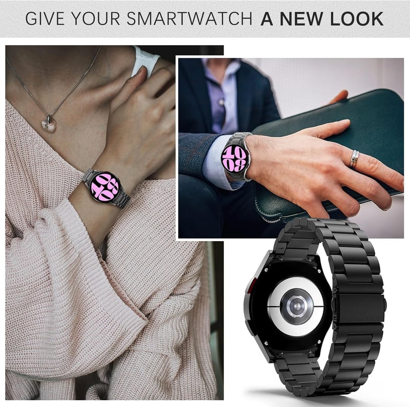 Samsung Galaxy Watch 6/5/4 MoKo Titán Fémszíj 20mm - Fekete