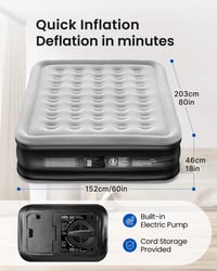 Airefina Felfújható Matrac 2 Személyes - Beépített Pumpás Légágy 3 Perces Feltöltéssel, Kempingezéshez és Otthoni Használatra, Strapabíró Ve 2