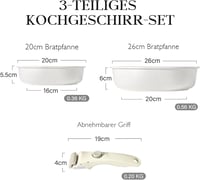 GiPP 3 részes serpenyőkészlet levehető nyéllel, 20/26 cm tapadásmentes bevonattal, indukciós, PFOS/PFOA-mentes, minden tűzhelyhez alkalmas 2