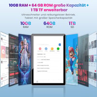 TPZ T10B Android 14 Tablet 10.1" - 10GB RAM + 64GB + 1TB Bővíthető Tárhely, WiFi 6, Octa-Core, 6000mAh Akku, FHD IPS Kijelző, Szürke 4