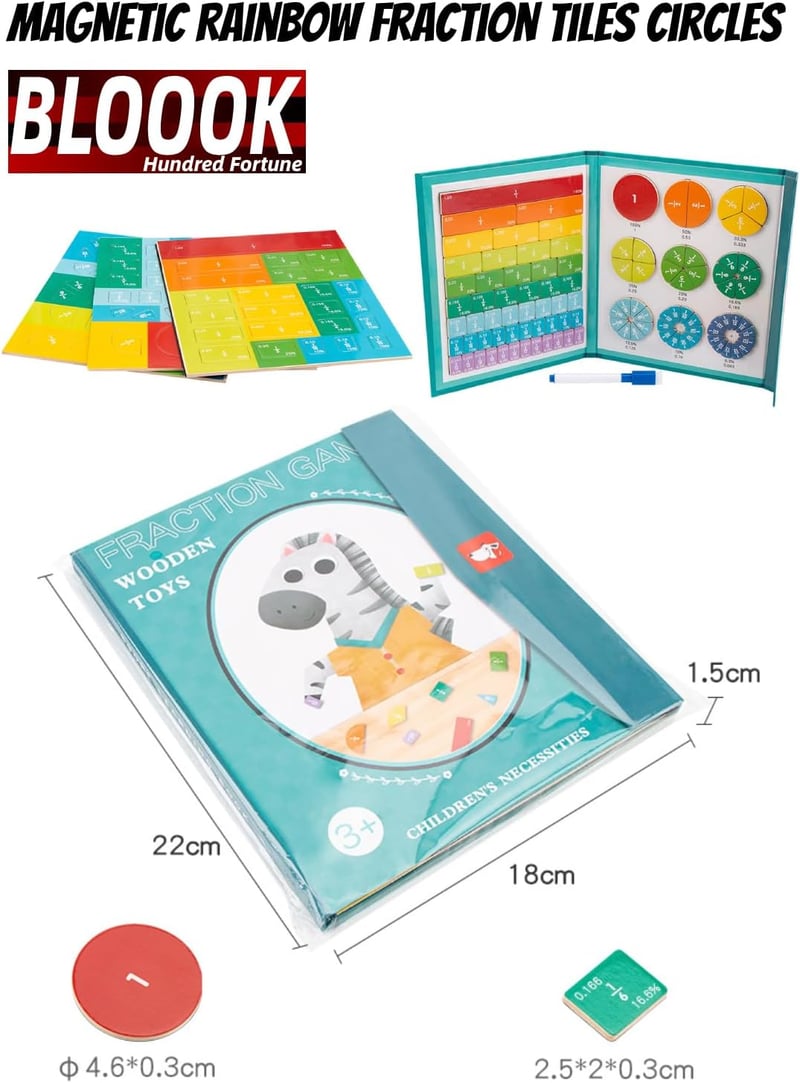 BLOOOK Mágneses Montessori Törtek Készlet - Matematikai Oktatóeszköz Általános Iskolásoknak