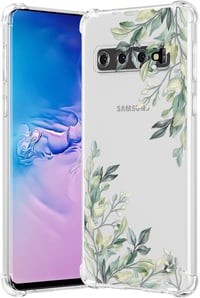 Samsung Galaxy S10 Virágmintás Átlátszó Védőtok - Levélmotívumos, Ütésálló 1