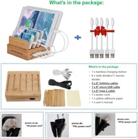 Yisen 5 portos USB töltőállomás okostelefonokhoz és tabletekhez, 5 kábellel 5