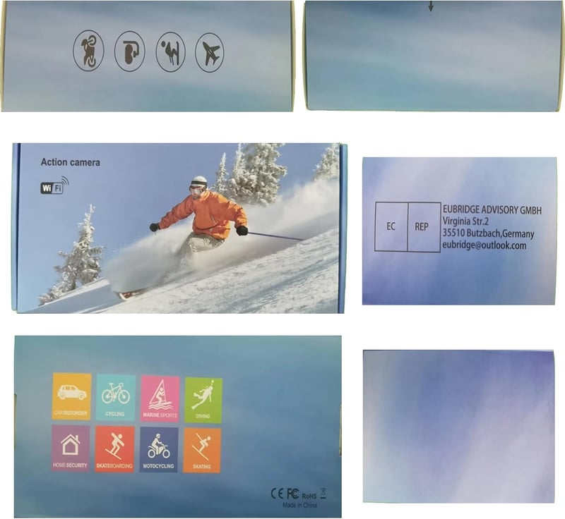 Jadfezy WiFi Akciókamera 1080P HD, 30m Vízálló, 2 Akkumulátorral és Tartozékokkal