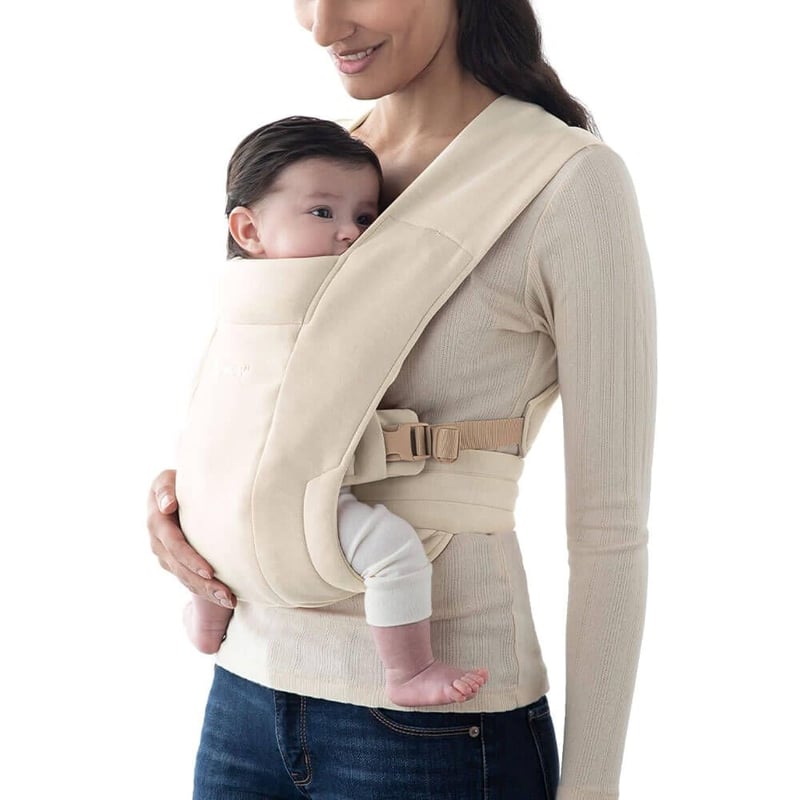 Ergobaby Újszülött Babahordozó - Extra Puha Ölelő Kenguru, Ergonomikus Haskenguru Krém Színben, 3,2-11,3 kg-ig