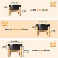 SPUNKYJUNKY Kerámia Emelt Etetőtál Szett Bambusz Állvánnyal Kutyáknak és Macskáknak - 850ml Fekete 2
