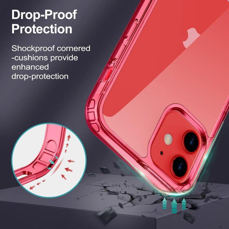 Apple iPhone 12 Mini Piros Áttetsző Szilikon Tok Beépített Állvánnyal