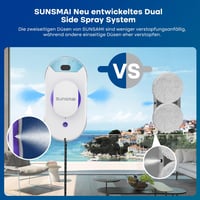 SUNSMAI Kétoldalas Ablaktisztító Robot - 3800 Pa Erős Tapadás, Vízpermetező Funkció, Elektromos Automata Ablaktisztító, 12 Tisztítókendővel  5