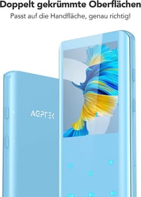 AGPTEK 32GB MP3 Lejátszó Bluetooth 5.0 - 2,4" Színes Kijelző, Beépített Hangszóró, 128GB-ig Bővíthető (Kék) 5