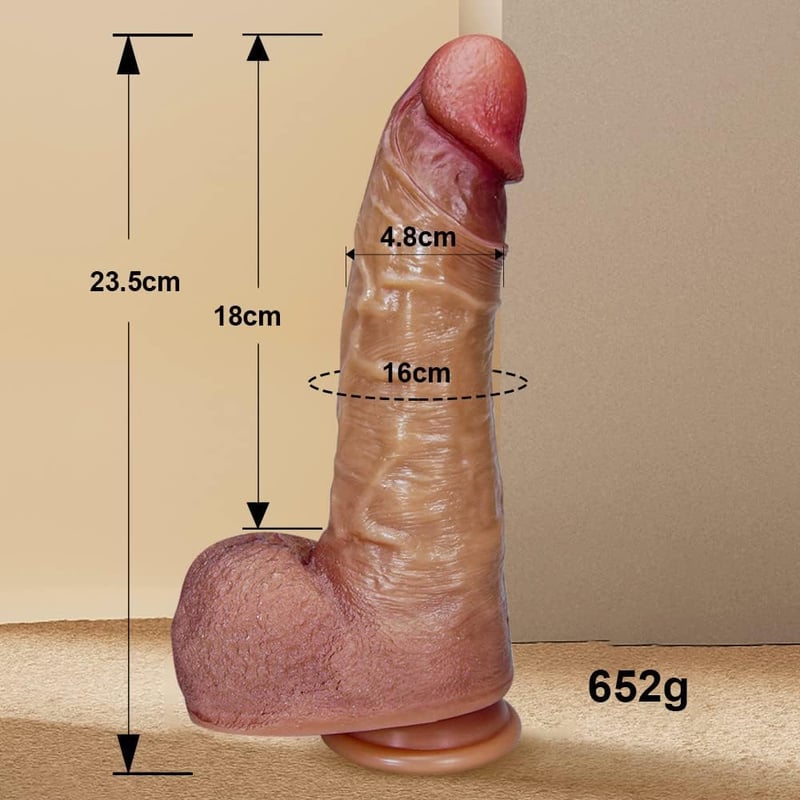King Size XXL Élethű Spriccelő Dildó 23,5 cm, Tapadókorongos, Szilikon
