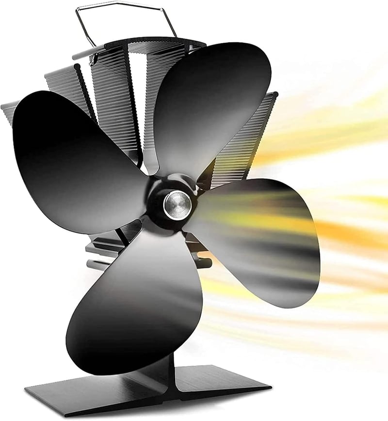 Lightimetunnel Kandalló Ventilátor 4 Lapáttal - Áram Nélküli Kályha Légkeringető 60-340°C - Csendes, Önműködő Hőventillátor Fatüzelésű Kályh