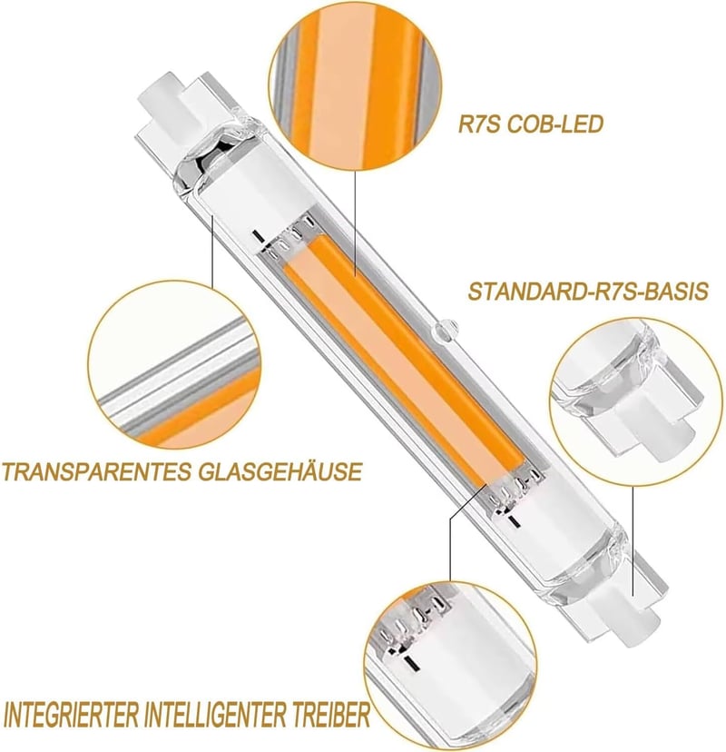 FDHVCB R7S LED izzó 118mm 30W dimmelhető 3000lm 4000K 2db