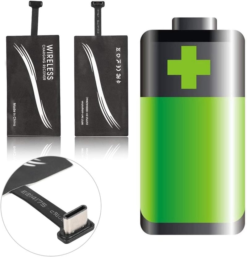 Fdit 1000mAh Qi Wireless Charging Receiver USB Type-C vékony vezeték nélküli töltő Android