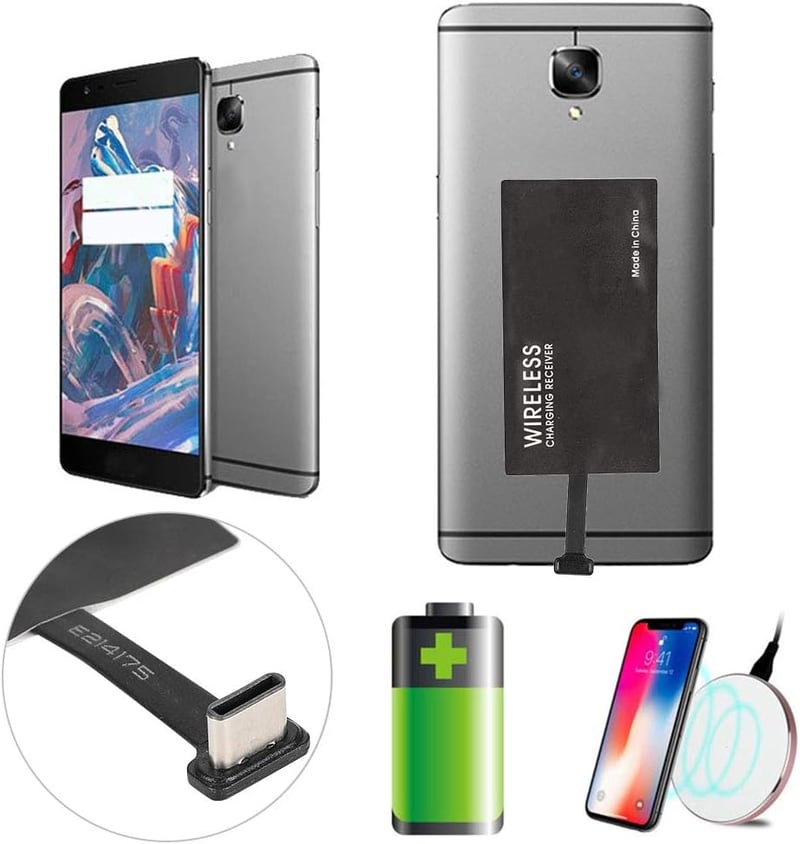 Fdit 1000mAh Qi Wireless Charging Receiver USB Type-C vékony vezeték nélküli töltő Android