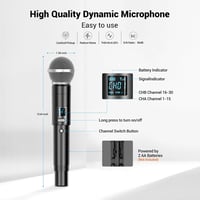 FDUCE W13 UHF vezeték nélküli karaoke mikrofonszett - 2 db kézi dinamikus mikrofon vevővel 2