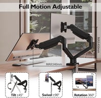 BONTEC Dupla Monitorkar 32 Colos Képernyőkhöz, Gázrugós, VESA 75/100 5