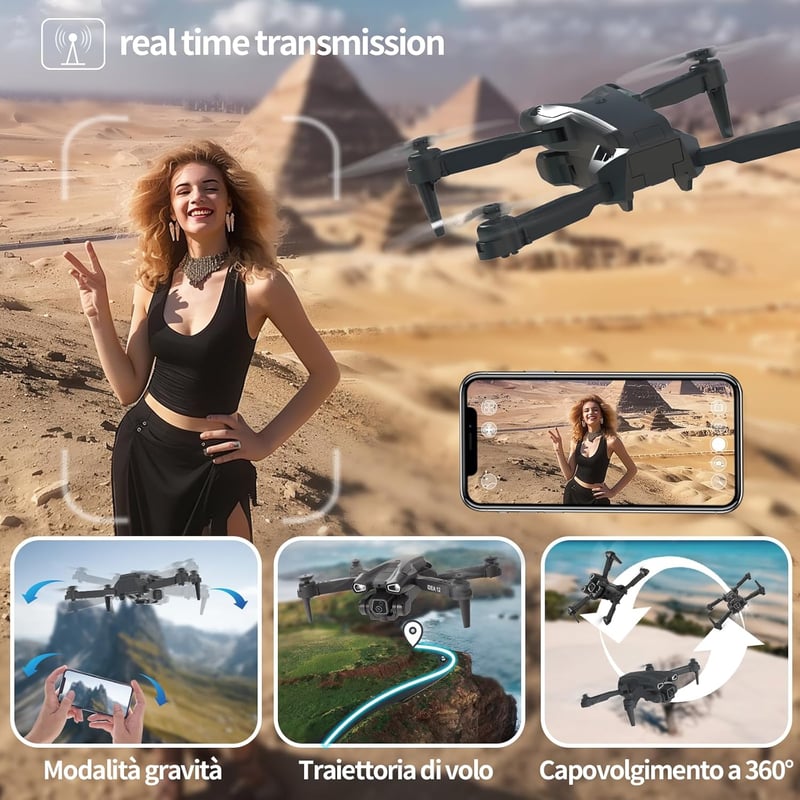 TTROARDS 12 Összecsukható Drón 1080P Kamerával, WiFi FPV Élőkép, 360° Flip Funkció, 20 Perc Repülési Idő, Kezdőknek és Gyerekeknek, Távirány