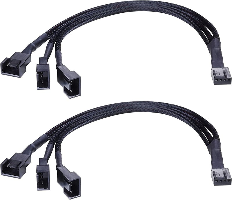 Hsthe Sea PWM ventilátor elosztó kábel, 2 db, 4 tűs, 1-ről 3-ra, 26,7 cm, PC-hez