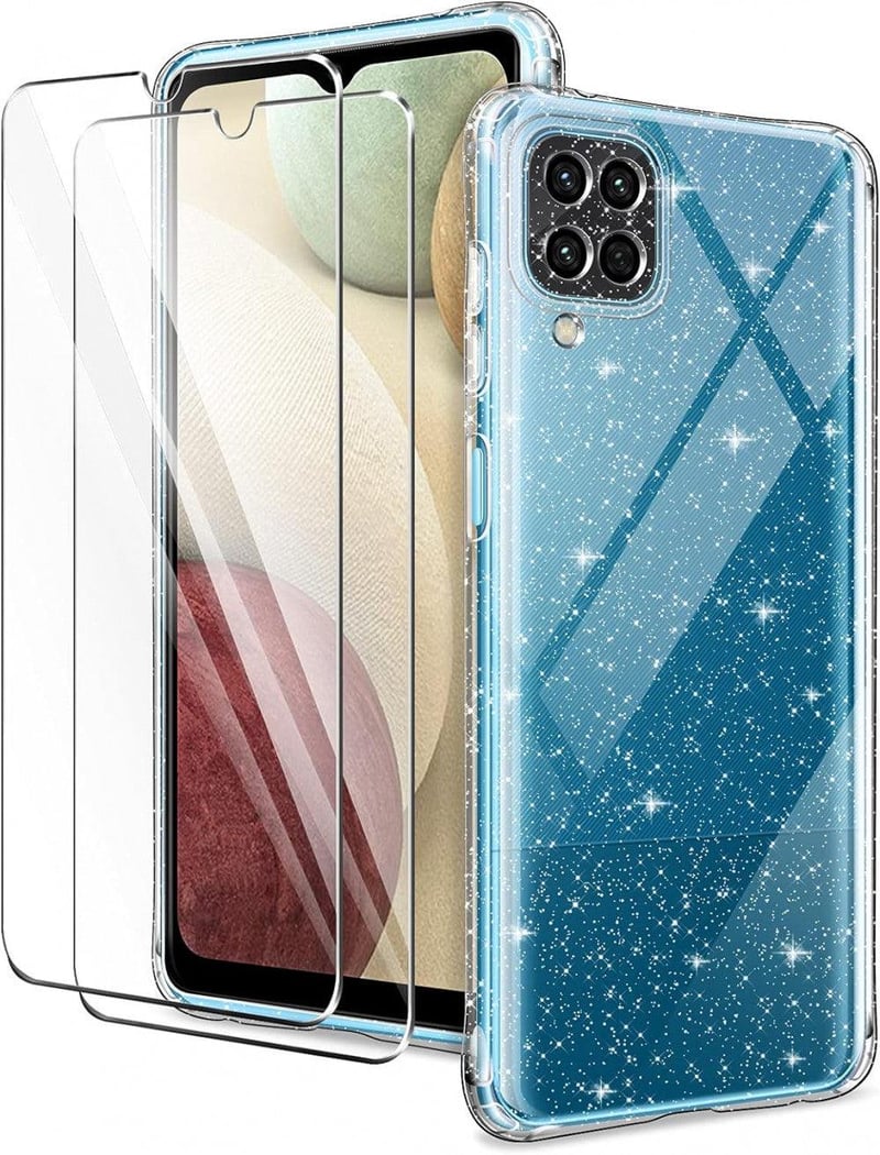 Samsung Galaxy A12 Átlátszó Tok + 2db Üvegfólia Szett