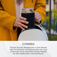 Coninx Fekete Müzlis Pohár - Hordozható, Szivárgásmentes, 2 Rekeszes Joghurtos Tároló 5
