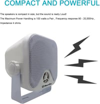 Herdio 100W Vízálló Mini Hangszóró - 10,2 cm Fehér Stereo Hangrendszer ATV, UTV, Motorkerékpár, Traktor és Hajó Használatra

AI: I've create 5