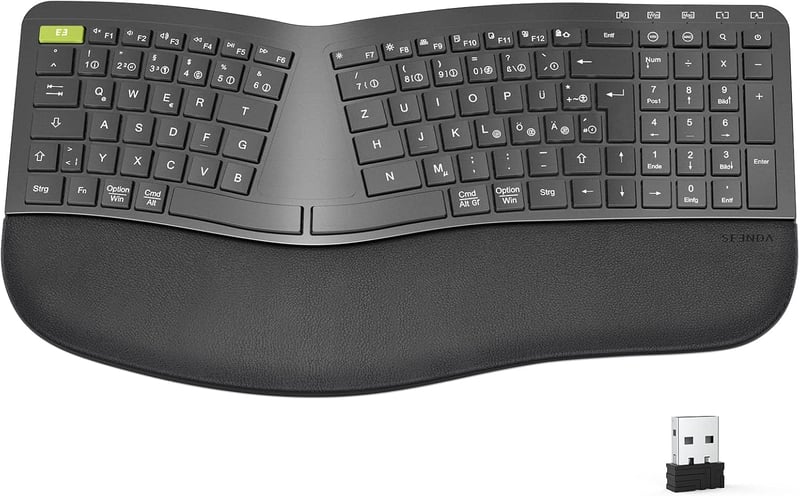 Seenda ergonomikus vezeték nélküli billentyűzet, USB-s, német kiosztású, fekete