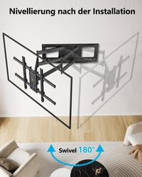 FORGING MOUNT TV Fali Tartó 765 mm Dupla Karos Konzol 50-90 Colos Lapos/Ívelt Televíziókhoz, 75 kg Teherbírás, Forgatható, Dönthető 5