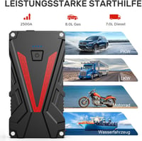 Buture Pro BR300 Hordozható Autós Bikázó 2500A - Indításrásegítő Powerbank 8.0L Benzin/7.0L Dízel Motorokhoz, LED Lámpával, Gyorstöltéssel 2