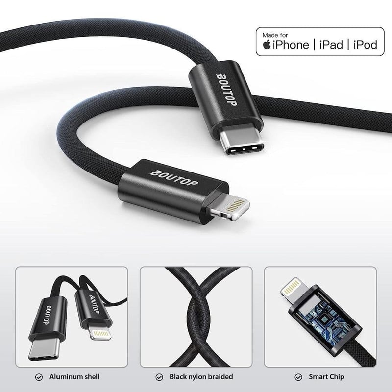 Apple gyorstöltő: Fekete USB-C Lightning kábel iPhone-hoz