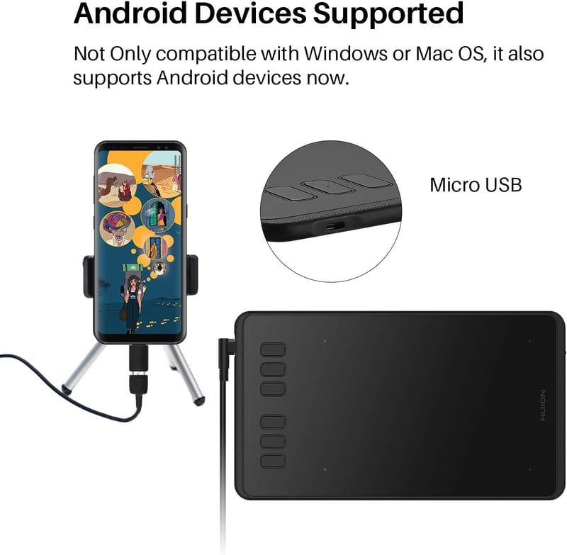 Huion Inspiroy H640P grafikus rajztábla 8192 nyomásszint stylus tollal